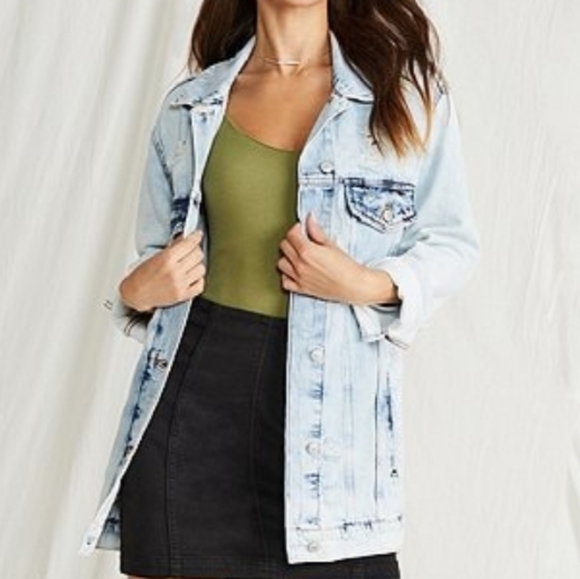 Free People Destroyed Long Sleeve Point Collar Denim Statement Jacket Siz… - Picture 2 of 5